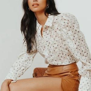 Lulus polka dot button up top